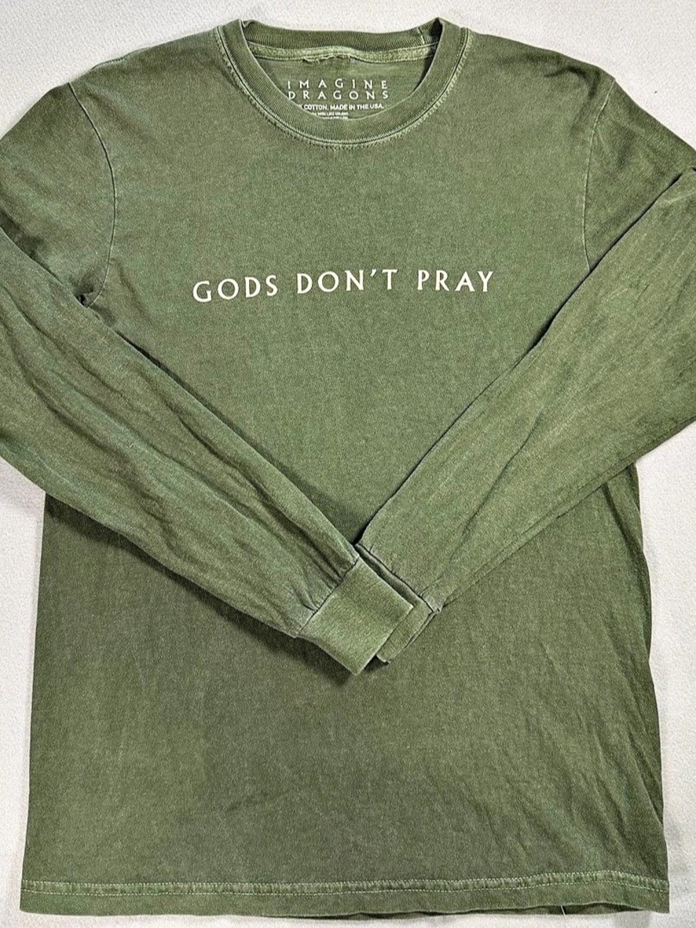 Imagine Dragons Gods Don't Pray Long Sleeve Tour Shirt Olive Small
